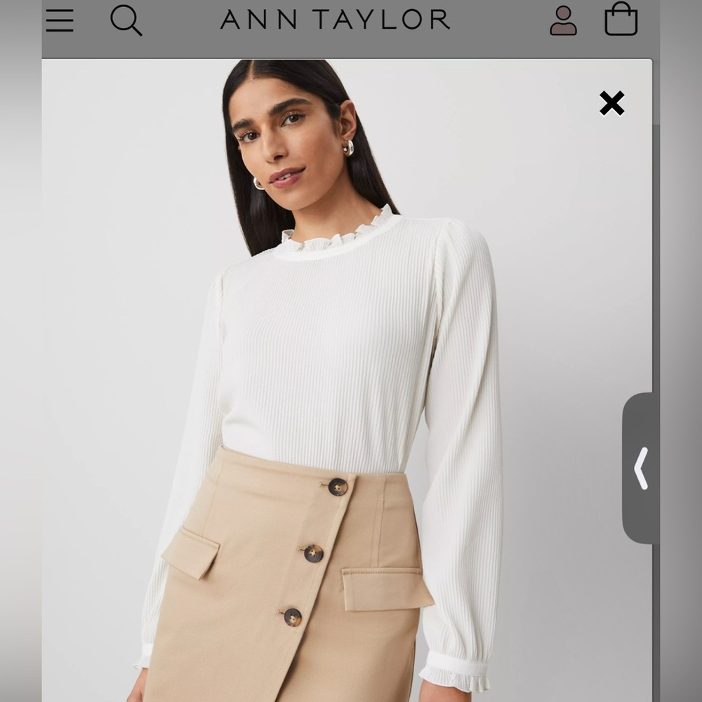 Petite Ruffle Blouson Sleeve Popover Ann Taylor
